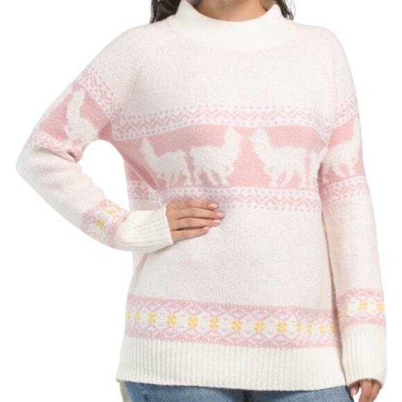 NEW  COCOBLEU Winter Cozy Sweater Heather pink multi for women 168tn - Picture 2 of 4